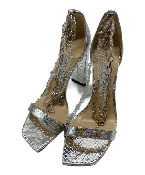 JIMMY CHOO（ジミーチュウ）JIMMY CHOO (ジミーチュウ) ニーナ 100 エンボスレザーサンダル シルバー サイズ:24.5cmの古着・服飾アイテム