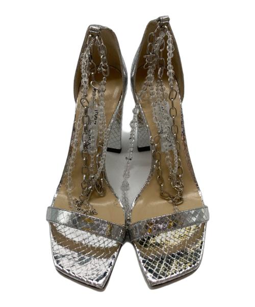 JIMMY CHOO（ジミーチュウ）JIMMY CHOO (ジミーチュウ) ニーナ 100 エンボスレザーサンダル シルバー サイズ:24.5cmの古着・服飾アイテム