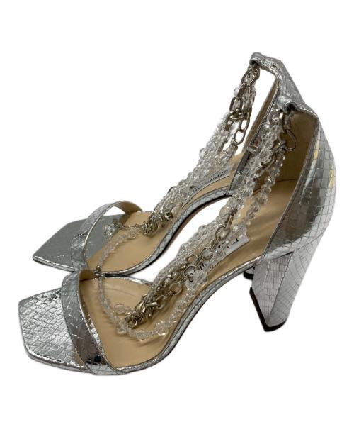 JIMMY CHOO（ジミーチュウ）JIMMY CHOO (ジミーチュウ) ニーナ 100 エンボスレザーサンダル シルバー サイズ:24.5cmの古着・服飾アイテム