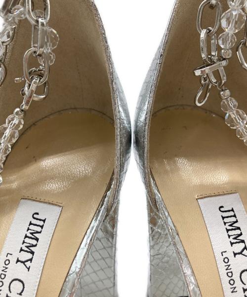 JIMMY CHOO（ジミーチュウ）JIMMY CHOO (ジミーチュウ) ニーナ 100 エンボスレザーサンダル シルバー サイズ:24.5cmの古着・服飾アイテム