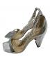 中古・古着 JIMMY CHOO (ジミーチュウ) ニーナ 100 エンボスレザーサンダル シルバー サイズ:24.5cm：17000円
