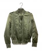 NEIL BARRETTニールバレット）の古着「ダブルジップサテンボンバージャケット」｜オリーブ