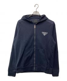 PRADA（プラダ）の古着「トライアングルロゴジップパーカー/UJL19A」｜ネイビー