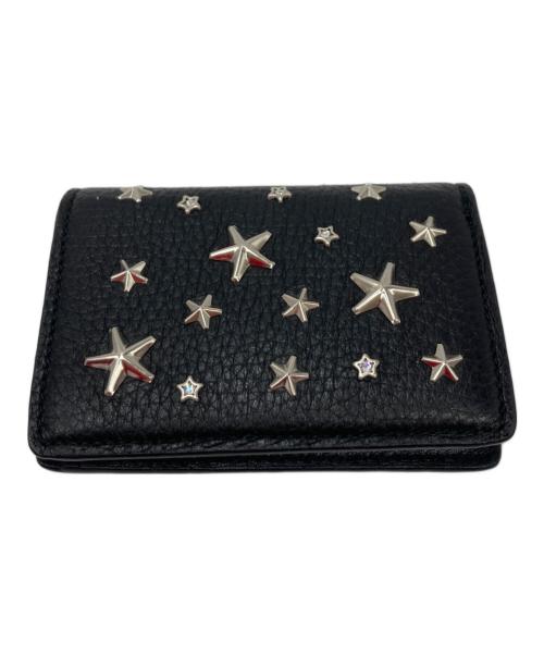 JIMMY CHOO（ジミーチュウ）JIMMY CHOO (ジミーチュウ) クリスタルスタースタッズ 二つ折り財布 ブラックの古着・服飾アイテム