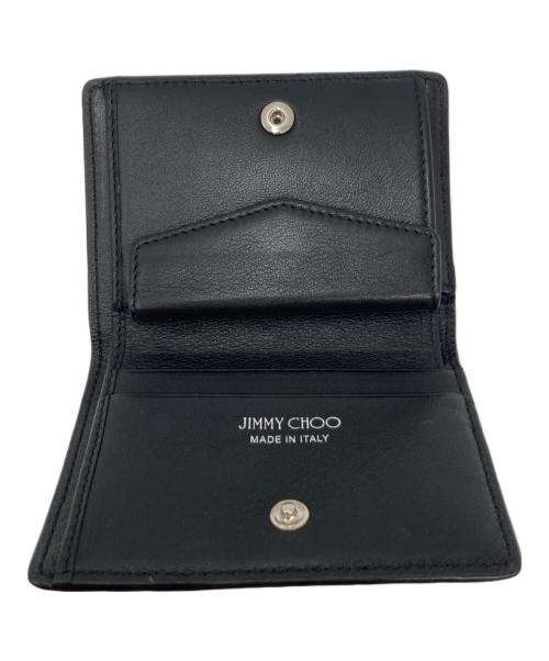 JIMMY CHOO（ジミーチュウ）JIMMY CHOO (ジミーチュウ) クリスタルスタースタッズ 二つ折り財布 ブラックの古着・服飾アイテム