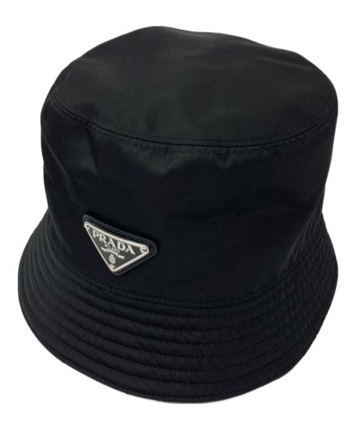 PRADA（プラダ）PRADA (プラダ) トライアングルロゴナイロンバケットハット/1HC137 2DMI ブラック サイズ:Lの古着・服飾アイテム