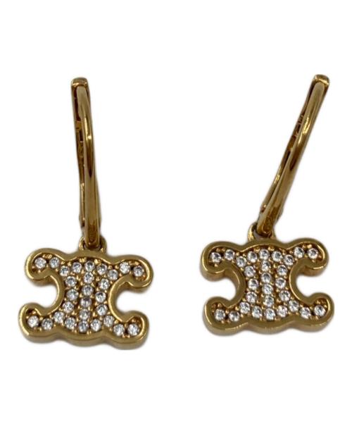 CELINE（セリーヌ）CELINE (セリーヌ) トリオンフ ラインストーン ピアス ゴールドの古着・服飾アイテム