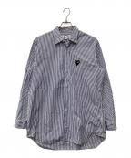 PLAY COMME des GARCONSプレイコムデギャルソン）の古着「Stripe Shirt With Black Emblem Pattern A/AZ-B018」｜ブルー