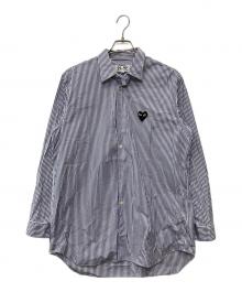 PLAY COMME des GARCONS（プレイコムデギャルソン）の古着「Stripe Shirt With Black Emblem Pattern A/AZ-B018」｜ブルー
