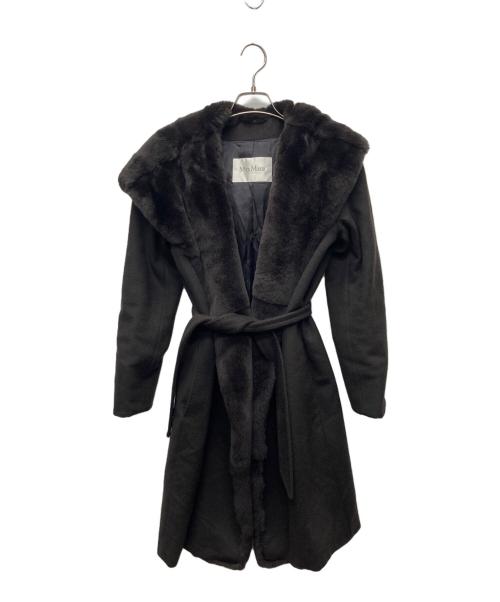 MaxMara（マックスマーラ）MaxMara (マックスマーラ) ラパンファー フーデッド ロングガウンコート ブラウン サイズ:40の古着・服飾アイテム