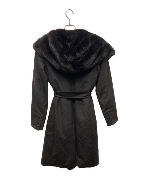 MaxMara（マックスマーラ）MaxMara (マックスマーラ) ラパンファー フーデッド ロングガウンコート ブラウン サイズ:40の古着・服飾アイテム