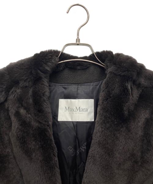 MaxMara（マックスマーラ）MaxMara (マックスマーラ) ラパンファー フーデッド ロングガウンコート ブラウン サイズ:40の古着・服飾アイテム