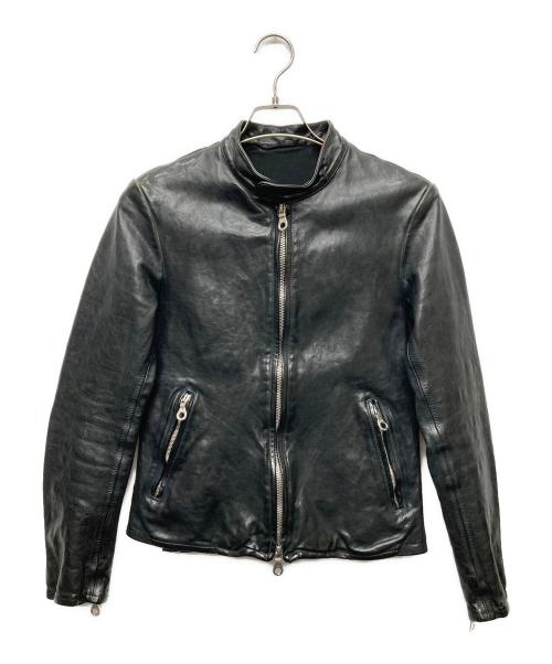 BACK RUSH（バックラッシュ）BACK RUSH (バックラッシュ) イタリアンショルダー製品染め シングルライダース ブラック サイズ:Ｓの古着・服飾アイテム