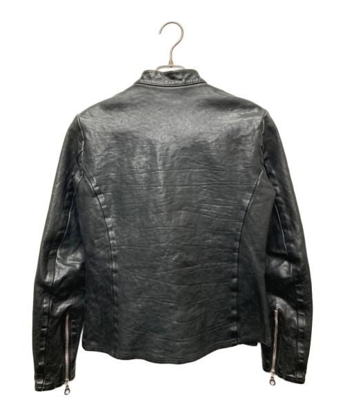 BACK RUSH（バックラッシュ）BACK RUSH (バックラッシュ) イタリアンショルダー製品染め シングルライダース ブラック サイズ:Ｓの古着・服飾アイテム
