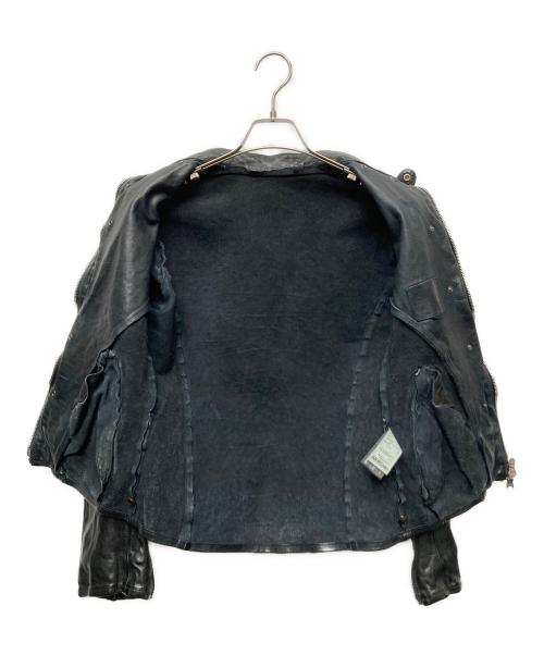 BACK RUSH（バックラッシュ）BACK RUSH (バックラッシュ) イタリアンショルダー製品染め シングルライダース ブラック サイズ:Ｓの古着・服飾アイテム
