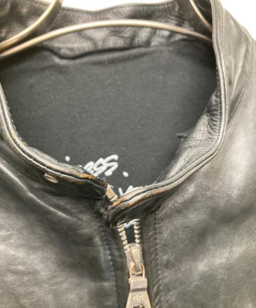BACK RUSH（バックラッシュ）BACK RUSH (バックラッシュ) イタリアンショルダー製品染め シングルライダース ブラック サイズ:Ｓの古着・服飾アイテム