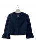 Rene（ルネ）の古着「カメリアボタンノーカラー袖フリルジャケット」｜ネイビー