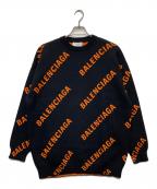 BALENCIAGAバレンシアガ）の古着「Multi-Logo Oversized Knit」｜ブラック×オレンジ