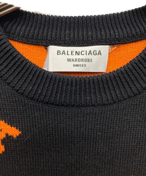 BALENCIAGA（バレンシアガ）BALENCIAGA (バレンシアガ) Multi-Logo Oversized Knit ブラック×オレンジ サイズ:Sの古着・服飾アイテム