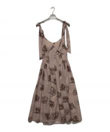 HER LIP TO（ハーリップトゥ）の古着「Sunflower-printed midi dress/122305084」｜ベージュ