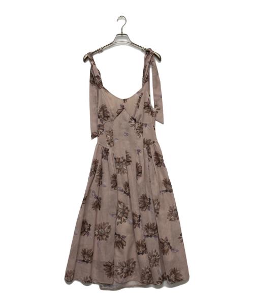 HER LIP TO（ハーリップトゥ）Her lip to (ハーリップトゥ) Sunflower-printed midi dress/122305084 ベージュ サイズ:Ｓの古着・服飾アイテム