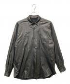 COMOLIコモリ）の古着「レザーシャツ」｜ブラック