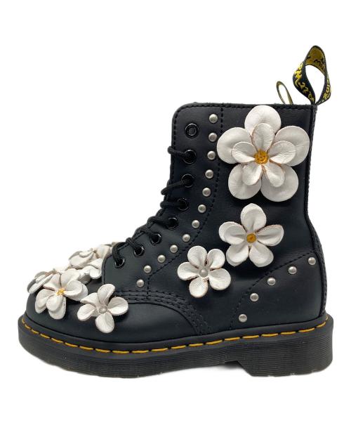 Dr.Martens（ドクターマーチン）Dr.Martens (ドクターマーチン) フラワーアップリケ8ホールブーツ ブラック サイズ:23.5cmの古着・服飾アイテム