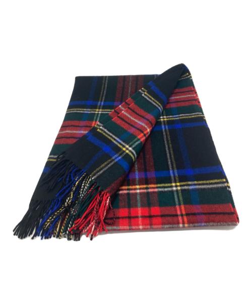 JOHNSTONS OF ELGIN（ジョンストンズオブエルガン）JOHNSTONS OF ELGIN (ジョンストンズオブエルガン) カシミヤチェック大判ストール ブラック×レッドの古着・服飾アイテム
