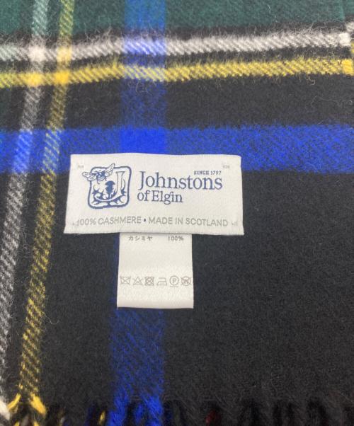 JOHNSTONS OF ELGIN（ジョンストンズオブエルガン）JOHNSTONS OF ELGIN (ジョンストンズオブエルガン) カシミヤチェック大判ストール ブラック×レッドの古着・服飾アイテム