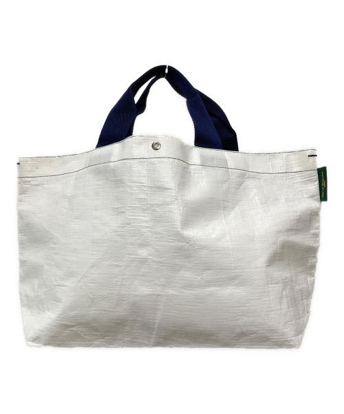 Herve Chapelier（エルベシャプリエ）Herve Chapelier (エルベシャプリエ) マルシェバッグM/2012PP ホワイト×ネイビーの古着・服飾アイテム