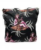 PRADAプラダ）の古着「アロハ柄ナイロントートバッグ」｜ブラック