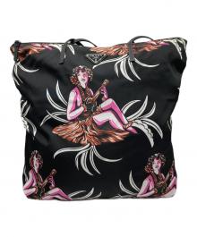 PRADA（プラダ）の古着「アロハ柄ナイロントートバッグ」｜ブラック