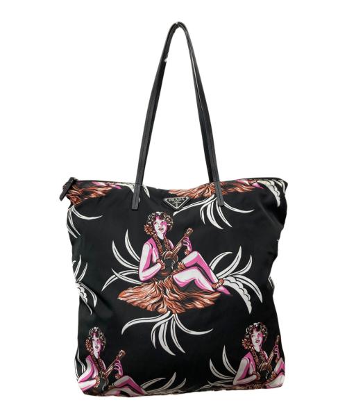 PRADA（プラダ）PRADA (プラダ) アロハ柄ナイロントートバッグ ブラックの古着・服飾アイテム