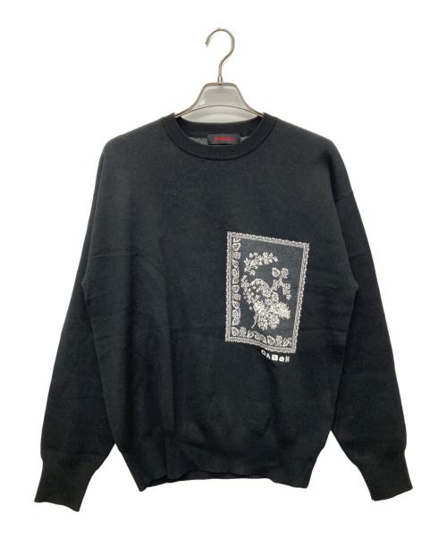 CABAN（キャバン）CABAN (キャバン) コットンカシミアジャガードプルオーバー ブラック サイズ:Mの古着・服飾アイテム