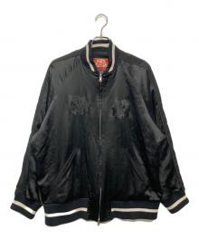 s'yte（サイト）の古着「23SS POLYESTER GABARDINE / ACETATE SATIN RAGLAN SLEEVE スカジャン」｜ブラック