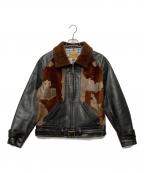 CIDU LEATHERSシヅレザー）の古着「ファー切替レザージャケット」｜ブラウン