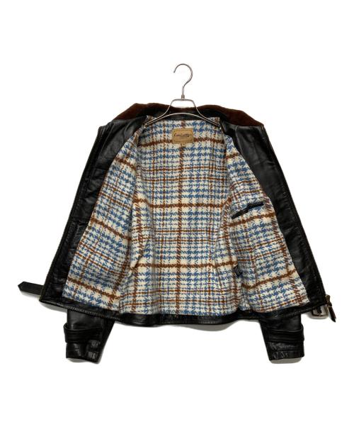 CIDU LEATHERS（シヅレザー）CIDU LEATHERS (シヅレザー) ファー切替レザージャケット ブラウン サイズ:2XLの古着・服飾アイテム