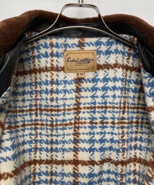 CIDU LEATHERS（シヅレザー）CIDU LEATHERS (シヅレザー) ファー切替レザージャケット ブラウン サイズ:2XLの古着・服飾アイテム