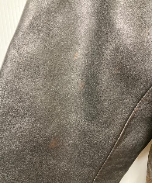 CIDU LEATHERS（シヅレザー）CIDU LEATHERS (シヅレザー) ファー切替レザージャケット ブラウン サイズ:2XLの古着・服飾アイテム