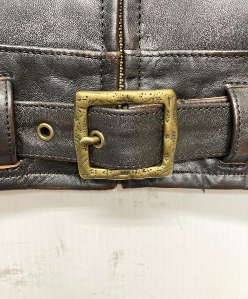 CIDU LEATHERS（シヅレザー）CIDU LEATHERS (シヅレザー) ファー切替レザージャケット ブラウン サイズ:2XLの古着・服飾アイテム