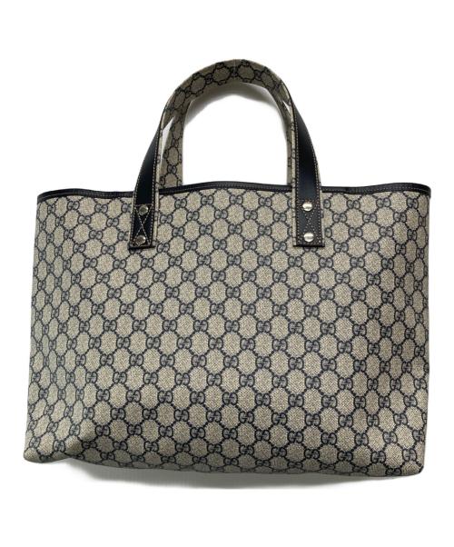 GUCCI（グッチ）GUCCI (グッチ) GGスプリーム シェリーライン トートバッグ ベージュ×ネイビーの古着・服飾アイテム