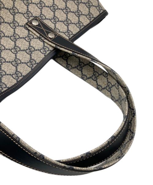 GUCCI（グッチ）GUCCI (グッチ) GGスプリーム シェリーライン トートバッグ ベージュ×ネイビーの古着・服飾アイテム