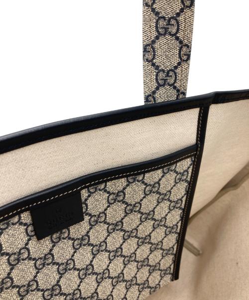 GUCCI（グッチ）GUCCI (グッチ) GGスプリーム シェリーライン トートバッグ ベージュ×ネイビーの古着・服飾アイテム