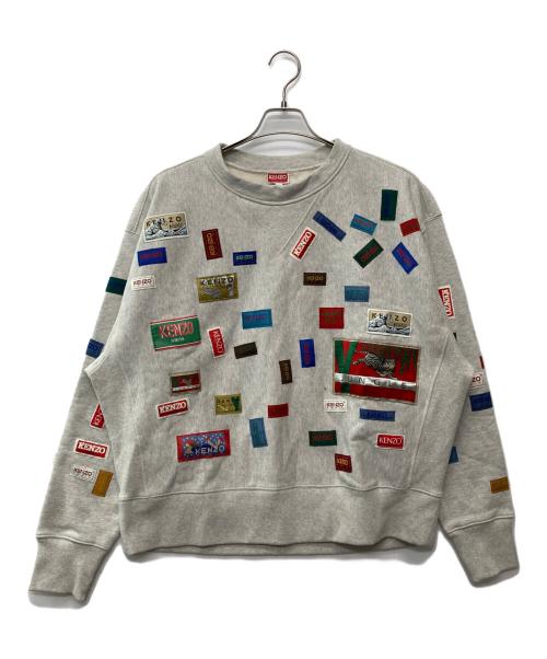 KENZO（ケンゾー）KENZO (ケンゾー) ラベルス オーバーサイズ クルーネックスウェットシャツ/FD55SW4974MC グレー サイズ:Mの古着・服飾アイテム