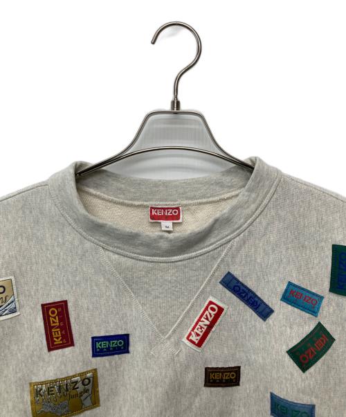 KENZO（ケンゾー）KENZO (ケンゾー) ラベルス オーバーサイズ クルーネックスウェットシャツ/FD55SW4974MC グレー サイズ:Mの古着・服飾アイテム