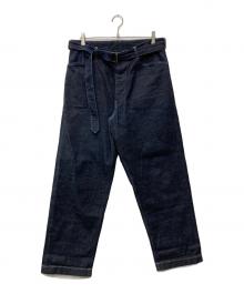 BLURHMS（ブラームス）の古着「12.9oz Denim Long Belted Pants/BHS22F013」｜インディゴ