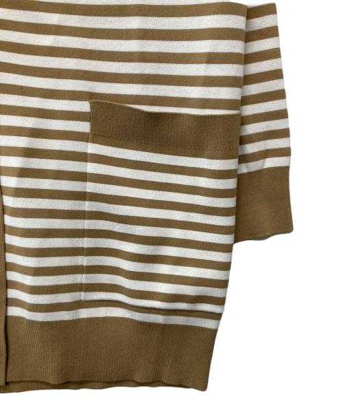 MaxMara（マックスマーラ）MaxMara (マックスマーラ) vネックボーダーカーディガン ベージュ サイズ:US　Sの古着・服飾アイテム