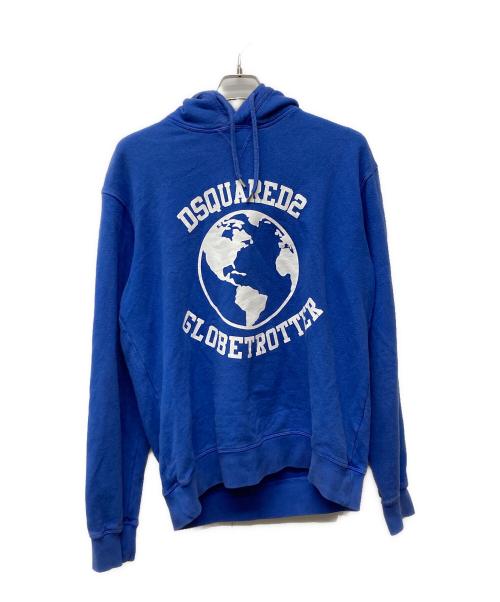 DSQUARED2（ディースクエアード）DSQUARED2 (ディースクエアード) Globetrotterロゴパーカー ブルー サイズ:Lの古着・服飾アイテム