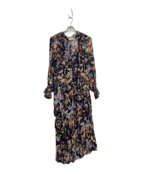 ZIMMERMANN（ジマーマン）ZIMMERMANN (ジマーマン) シルクフラワープリントワンピース ネイビーの古着・服飾アイテム