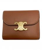 CELINEセリーヌ）の古着「スモールフラップウォレット/トリオンフ/10D783BZG.04LU」｜ブラウン